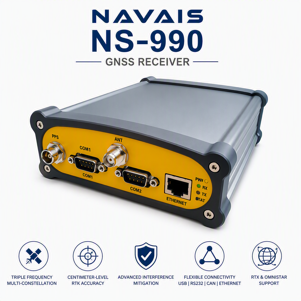 NAVAIS NS-990 GNSS receiver features and connectivity